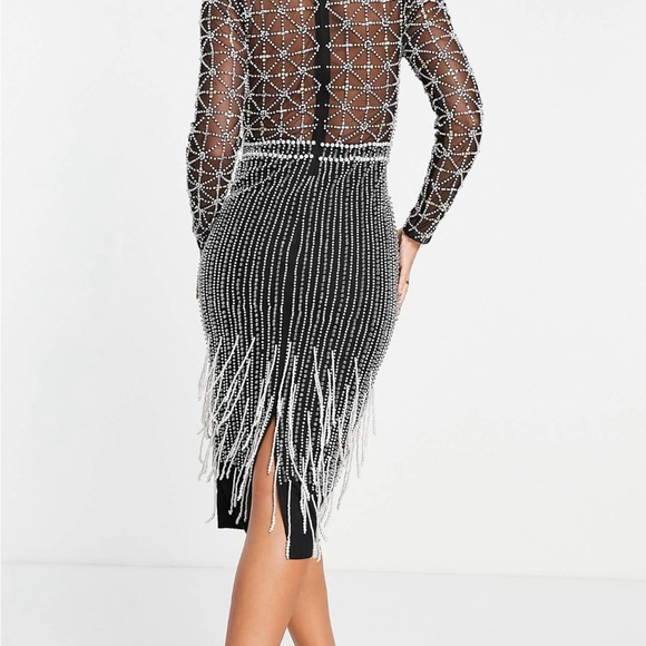 ASOS Silver Embellished Knee-Length Dress - Picture 2 of 10